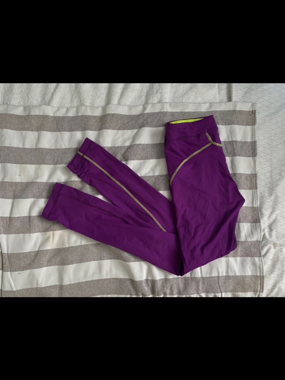 Purple Athletic Leggings with Reflective Piping